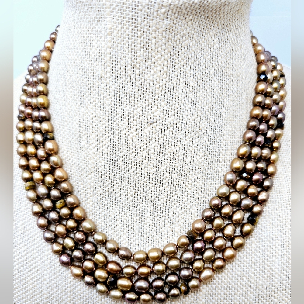 Cgi Cn Freshwater Cultured Bronze/Champagne Pearls